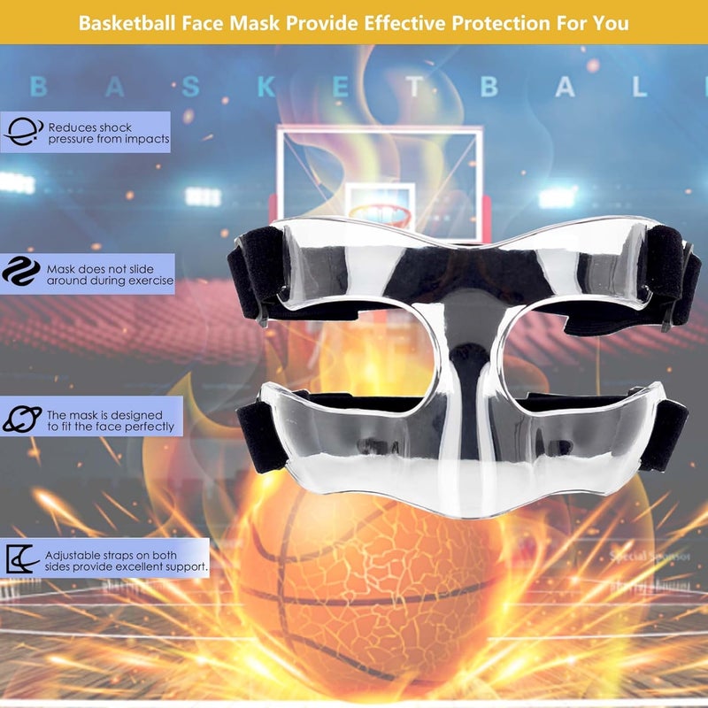Fenduoer Nose Guard for Sports, Broken Nose, Adustable Face Mask with Foam Padding for Men and Women,Adult,Basketball,Baseball,Football,Softball Face Guard(Clear Half Face) - Image 4